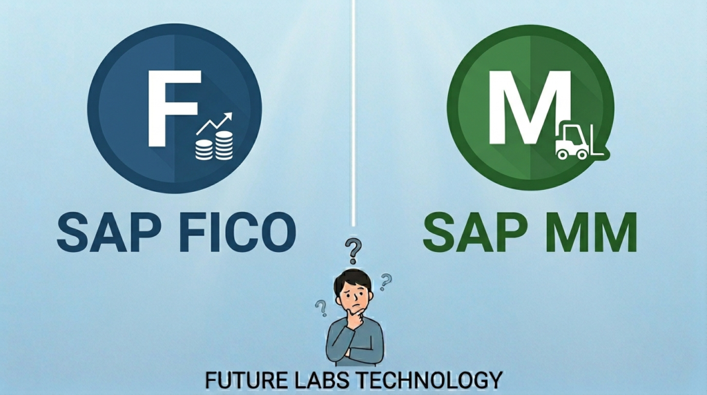 SAP FICO vs SAP MM comparison showing finance and materials management modules to help professionals choose the right SAP career path in 2026